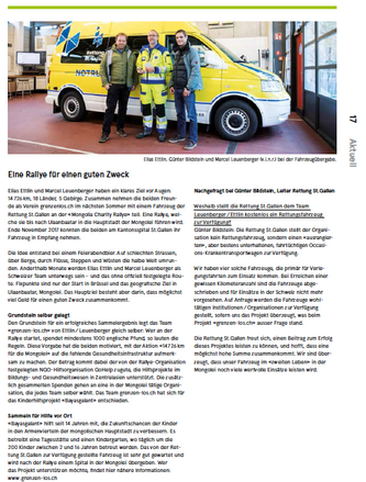 Beitrag im Novum - Mitarbeiterzeitung der Rettung St. Gallen