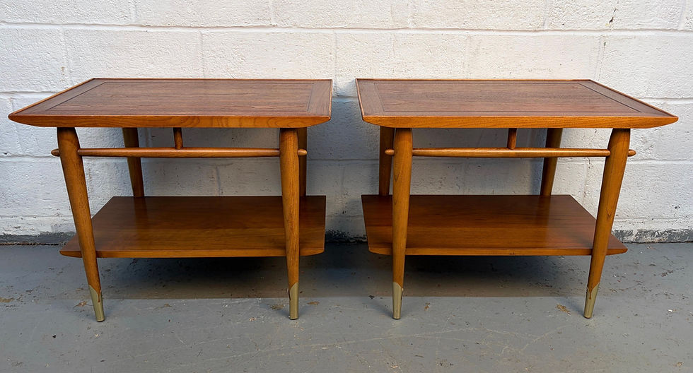 Thumbnail: Lane Alta Vista Walnut and Brass Mid Century Modern End Tables