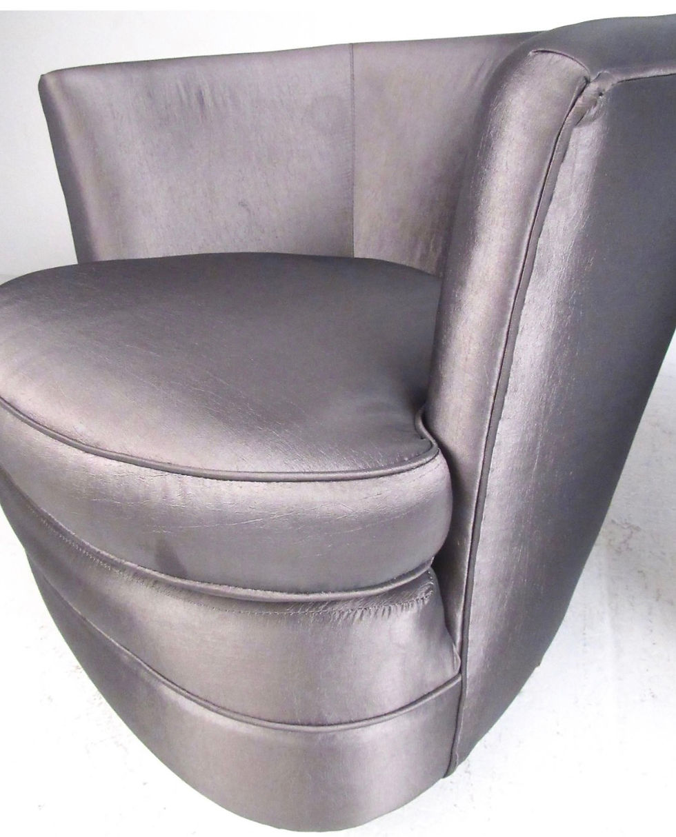 Thumbnail: Pair of Vintage Modern Barrel Back Swivel Club Chairs
