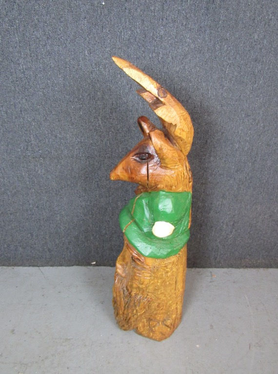 Thumbnail: Impressive Hand Carved Gnome + Deer Woodland Totem