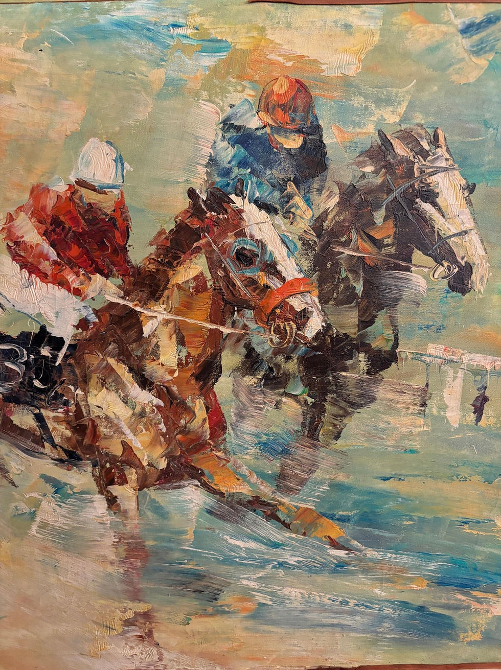 Thumbnail: Electrifying Equestrian Oil on Canvas by K. Martin