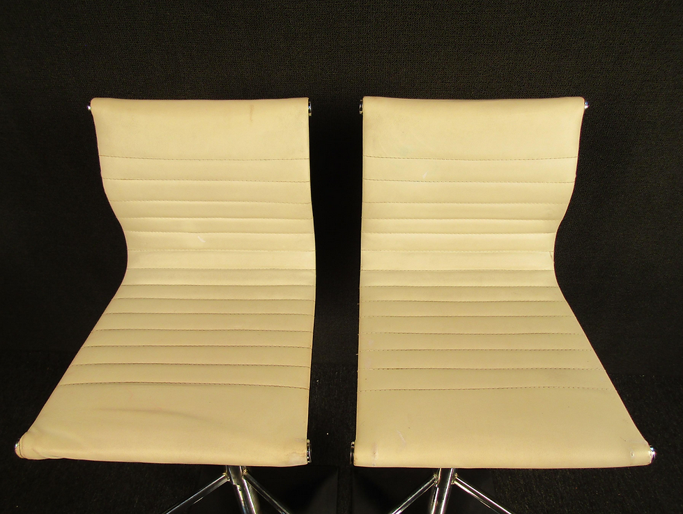 Thumbnail: Vintage Modern White Vinyl Barstools