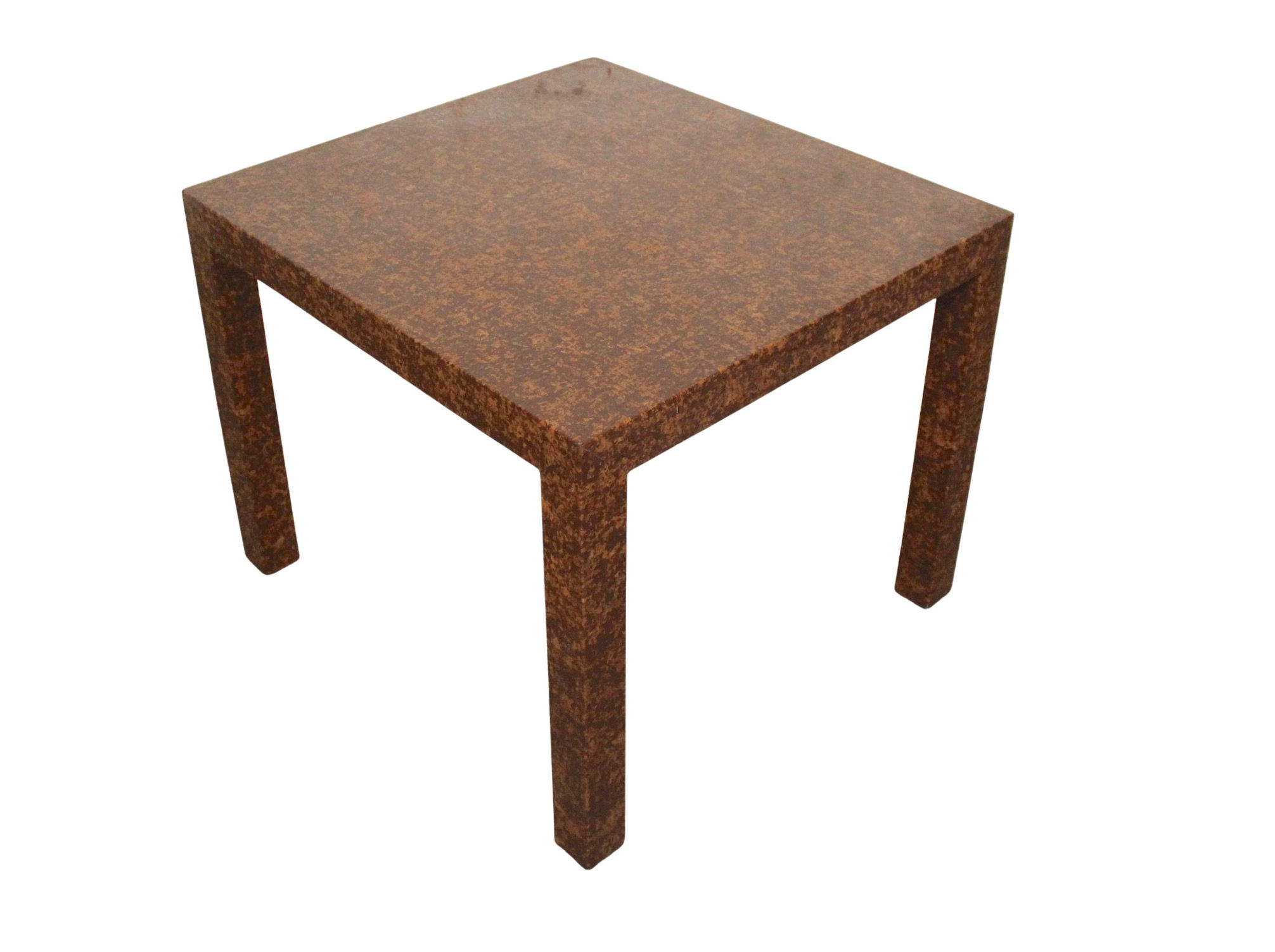 1970s Hollywood Regency Style Parsons Table w/ Burlwood Laminate