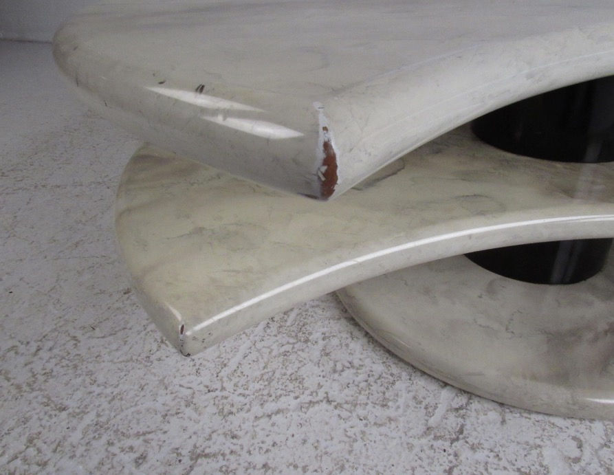 Thumbnail: Impressive Mid-Century Modern Faux Marble Swivel Top Coffee Table