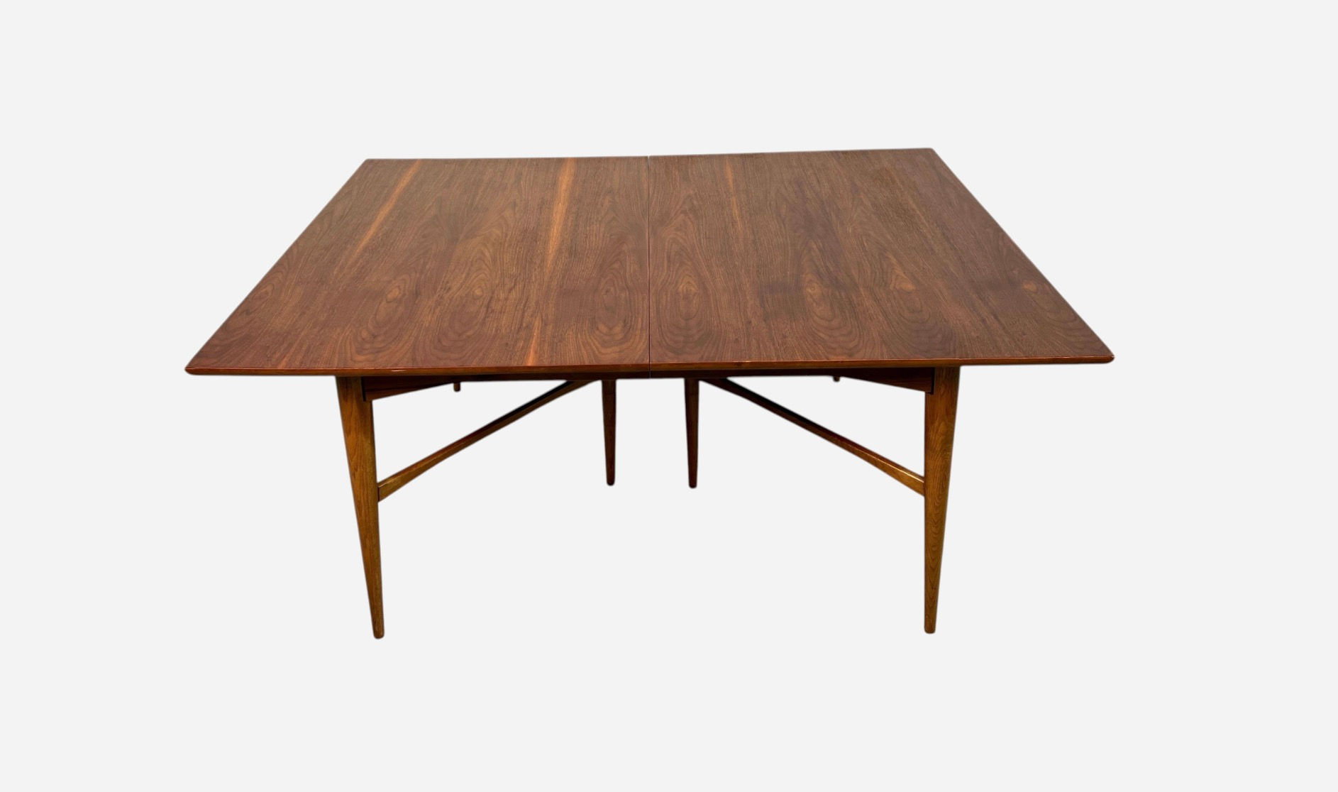 Mid-Century Tapered Walnut Expanding Leaf Table