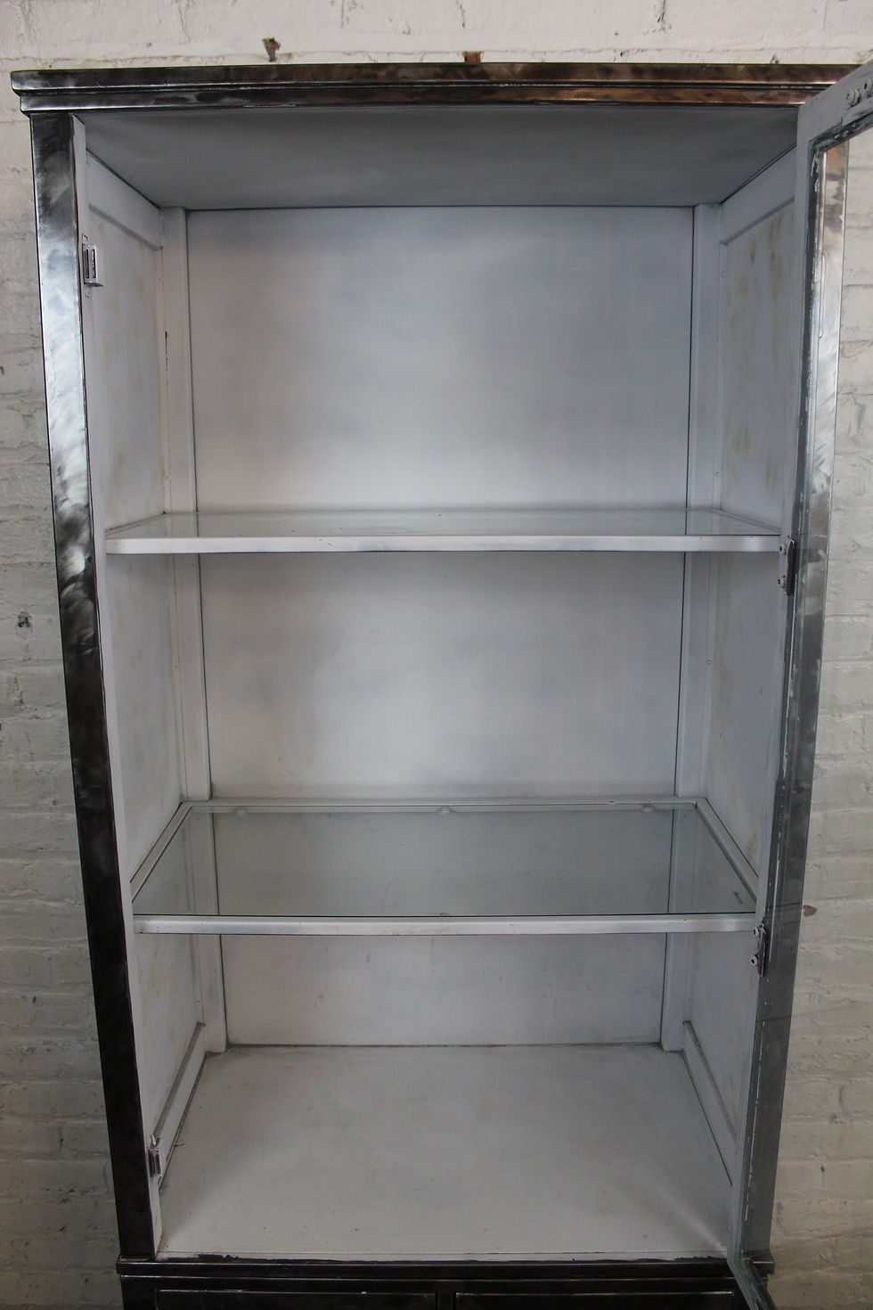 Thumbnail: Industrial Brushed Steel 2-Piece 80" Display Cabinet