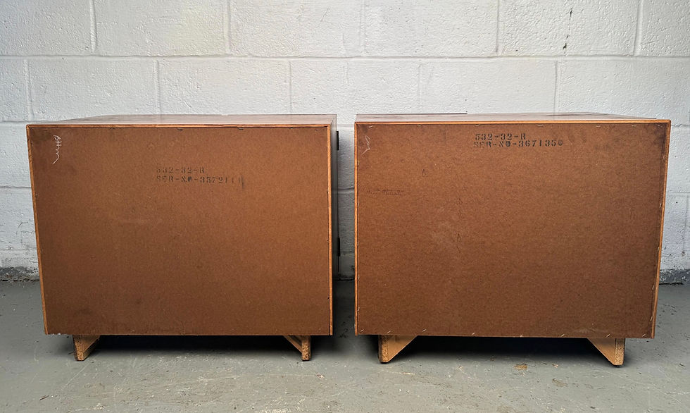 Thumbnail: Vintage Walnut Cabinet Nightstands by Lane