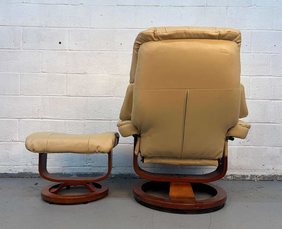 Thumbnail: Mid-Century Modern Leather Reclining Lounge Chair & Ottoman