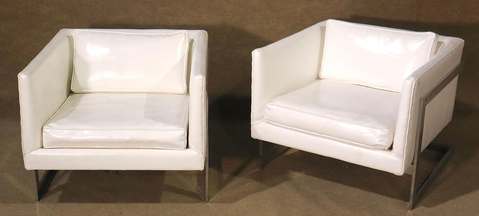 Thumbnail: Milo Baughman Styled Mid-Century Chrome Lounge Chairs