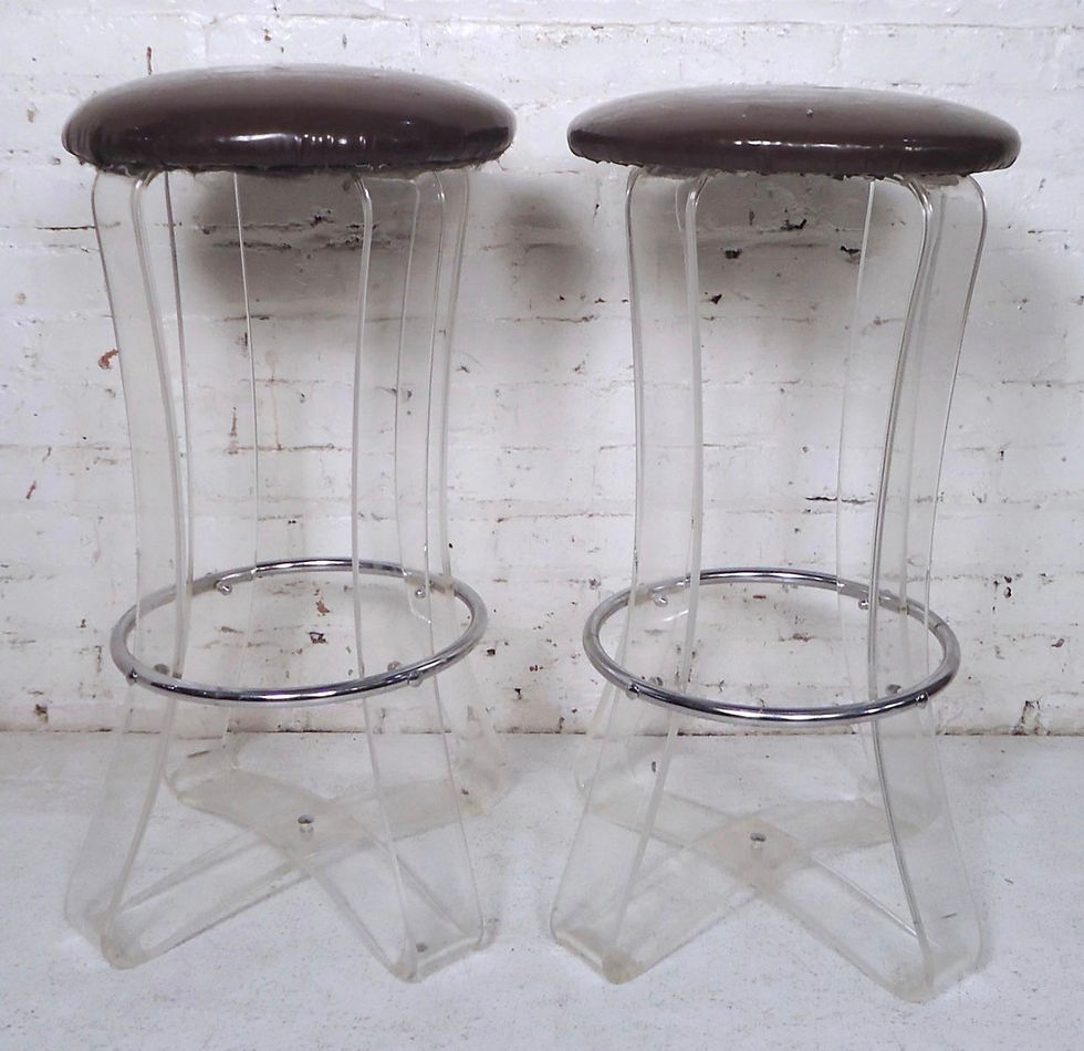 Thumbnail: Lucite & Chrome Cross Base Stoll by Karmel