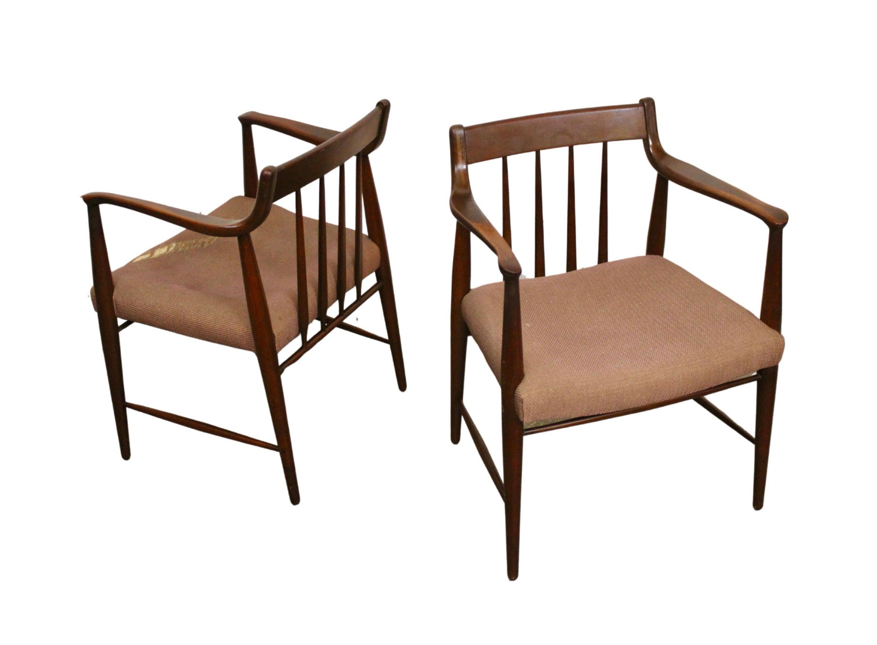 Pair of Vintage American Walnut Armchairs by Heritage Henredon