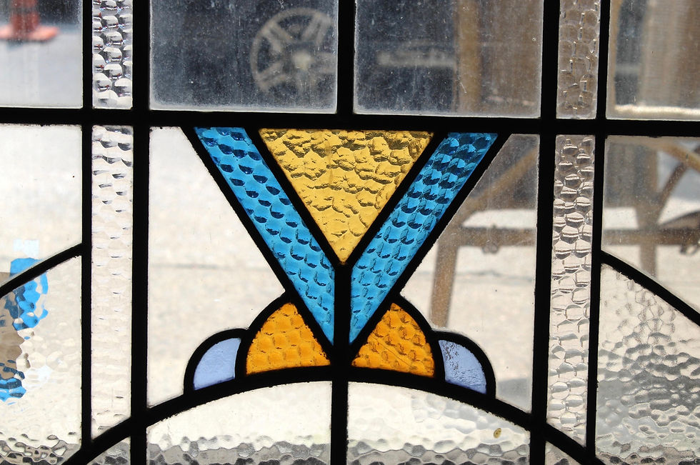 Thumbnail: Two Piece Stained Glass Window 24" x 55"