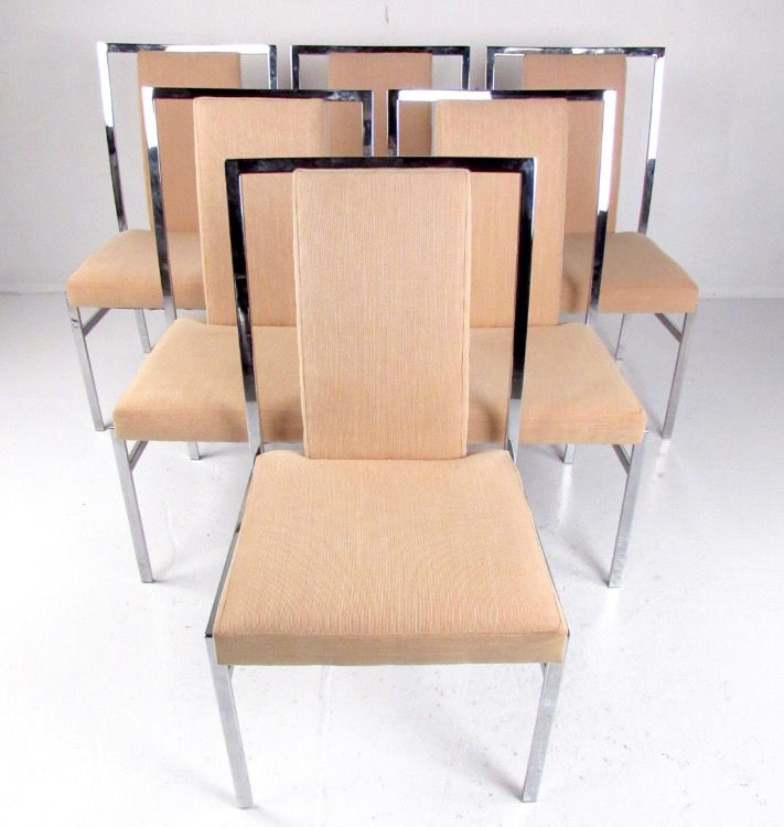 Thumbnail: Set of Six Modern Chrome Dining Chairs