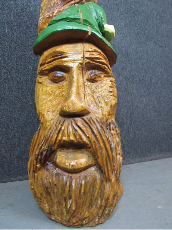 Thumbnail: Impressive Hand Carved Gnome + Deer Woodland Totem