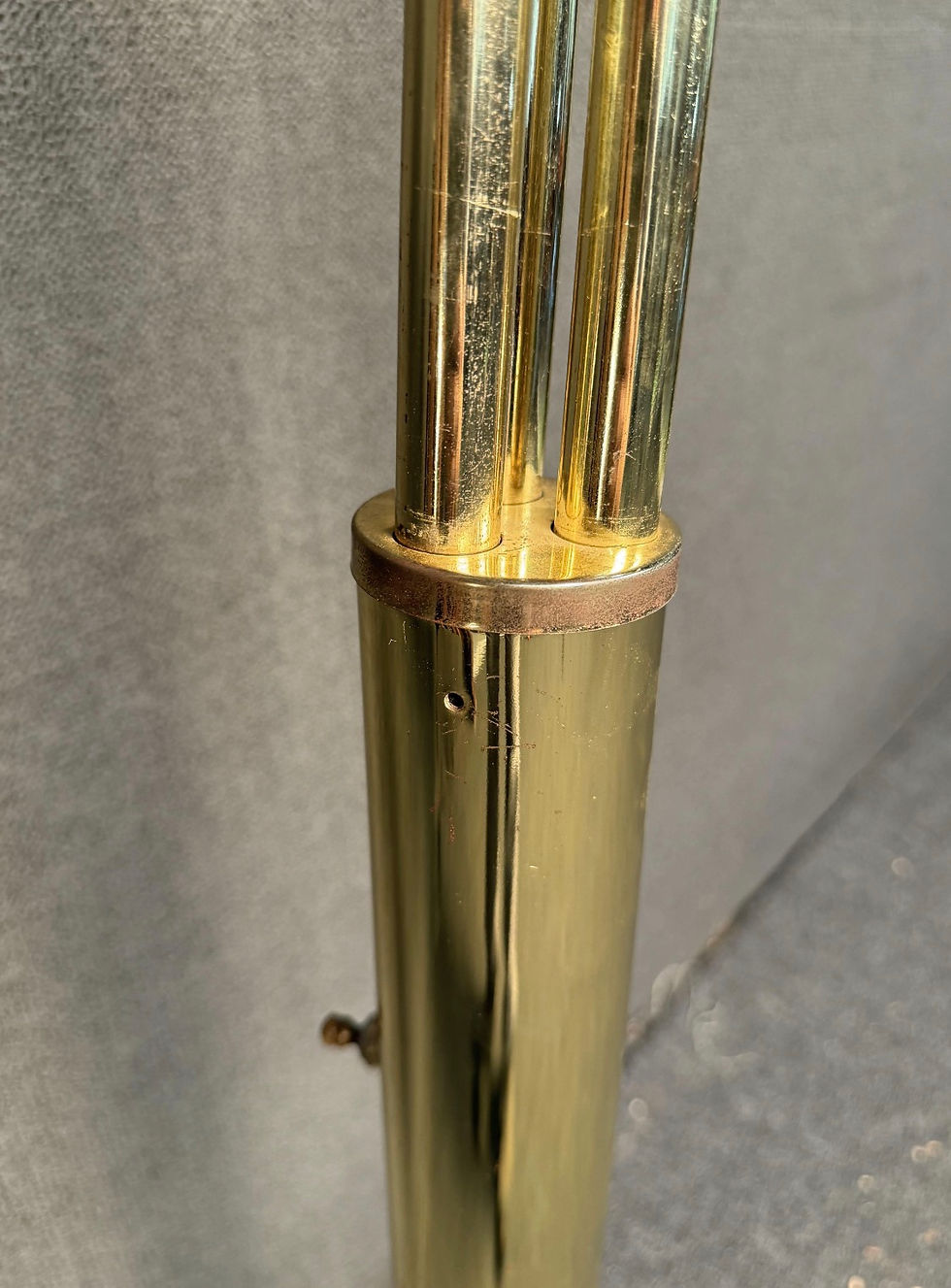 Thumbnail: Mid-Century Modern 3 Swing Arm Gold Globe Arched Floor Lamp