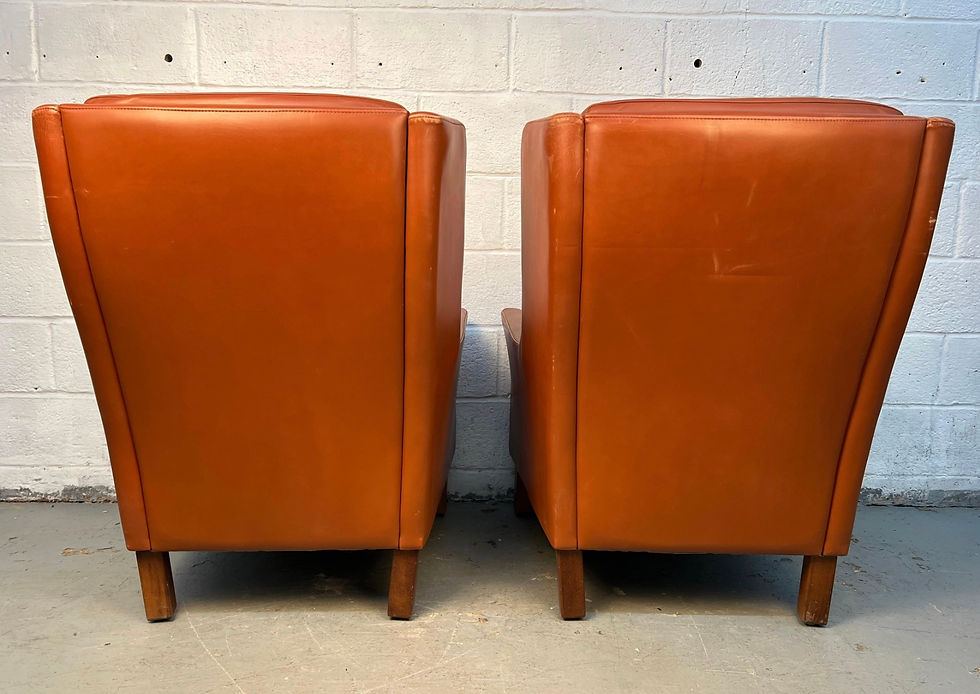 Thumbnail: Pair of Mid-Century Modern Danish Leather Chairs by Wiels Møbler