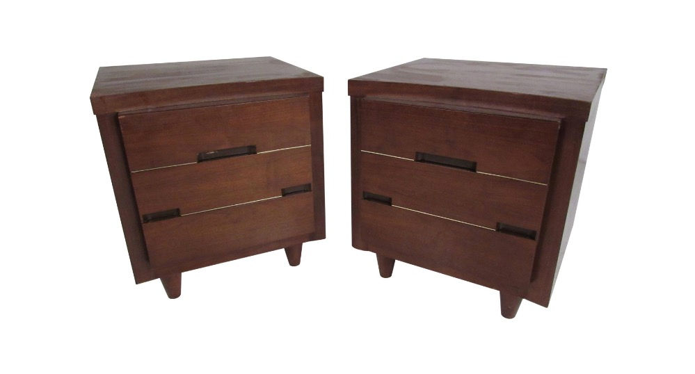 Pair of Mid-Century Modern Walnut Nightstands