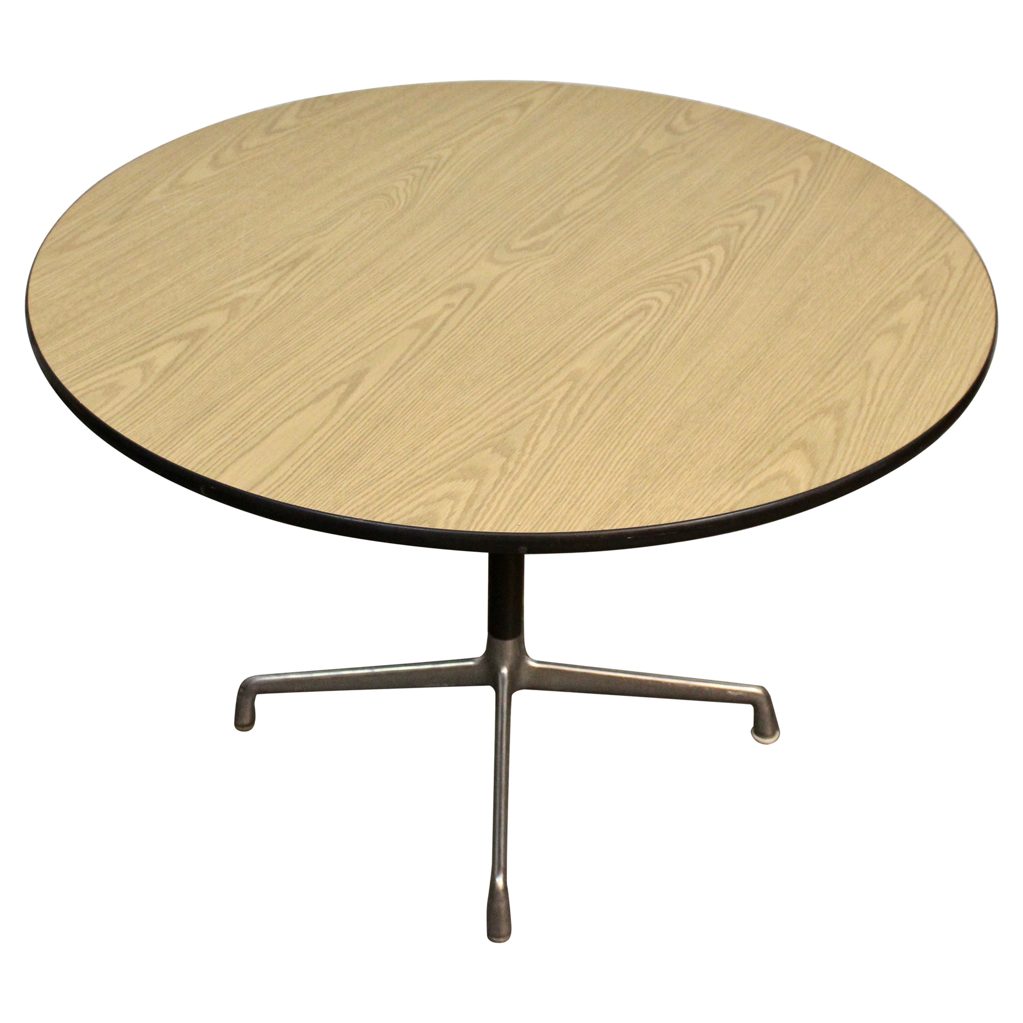 Vintage Eames Aluminum Group 42" Oak Laminate Table