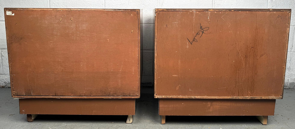 Thumbnail: Unique Vintage Burl and Metal Nightstands