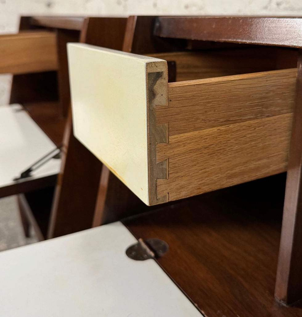 Thumbnail: Pair of Walnut Drop Door Night Stands by Martinsville