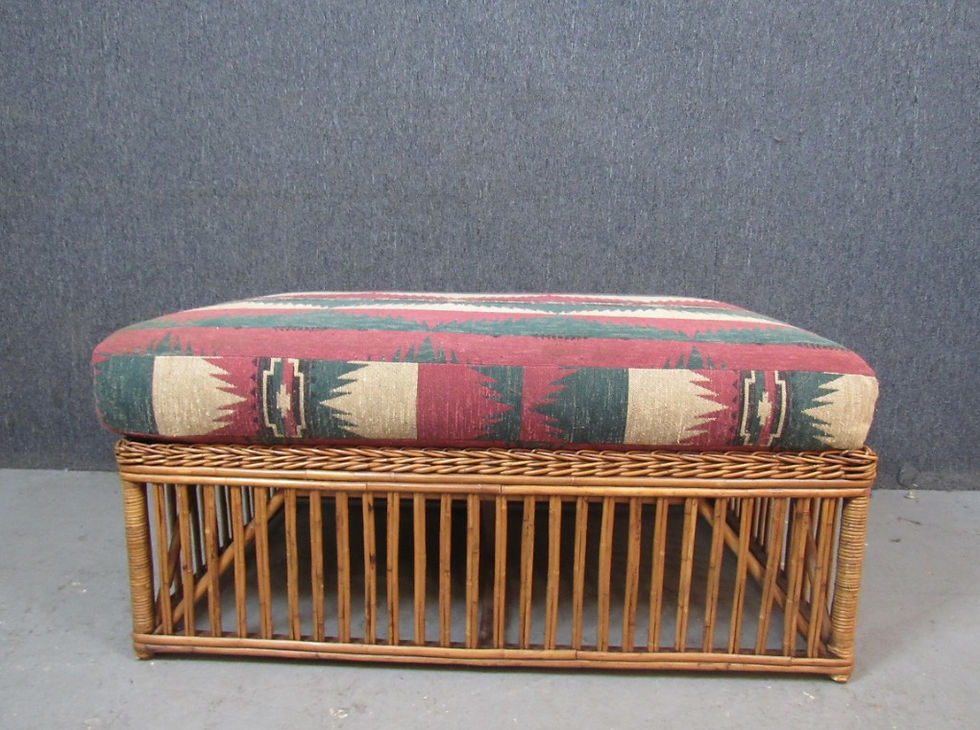 Thumbnail: Vintage Southwestern Bamboo & Rattan Ottoman