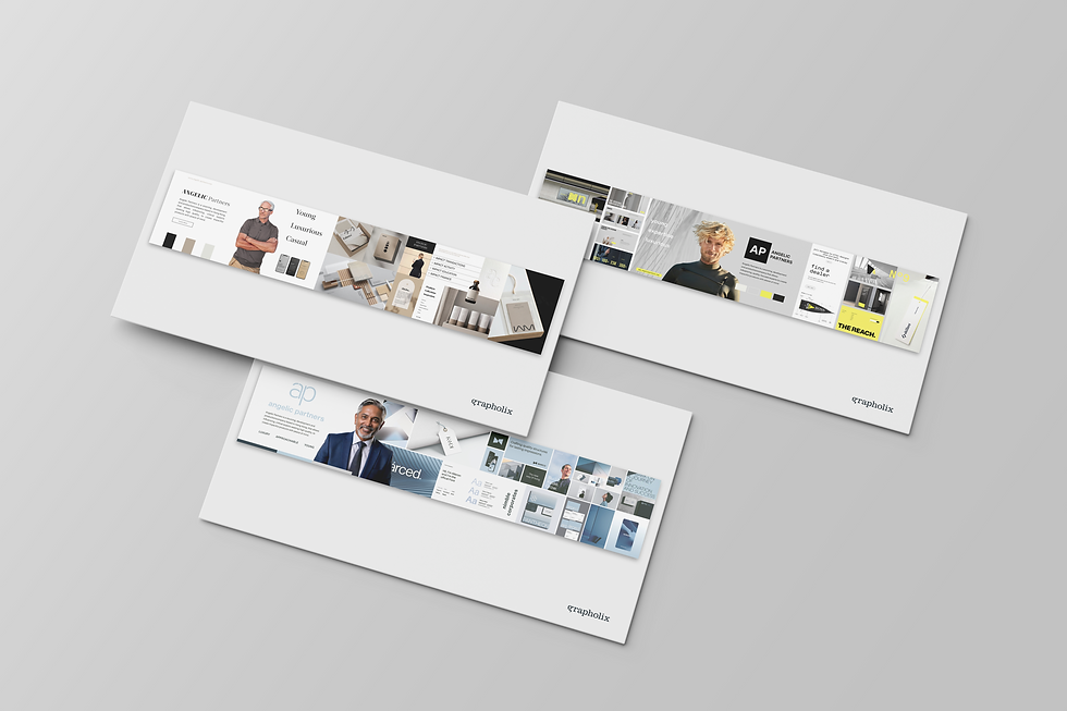 Display of 3 moodboards from the strategy workshop