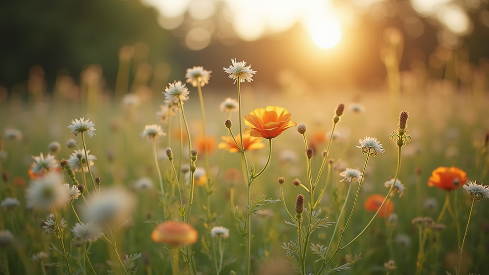 Augenhöhe Blick auf einen nachhaltigen Blumenstrauß mit saisonalen Blumen