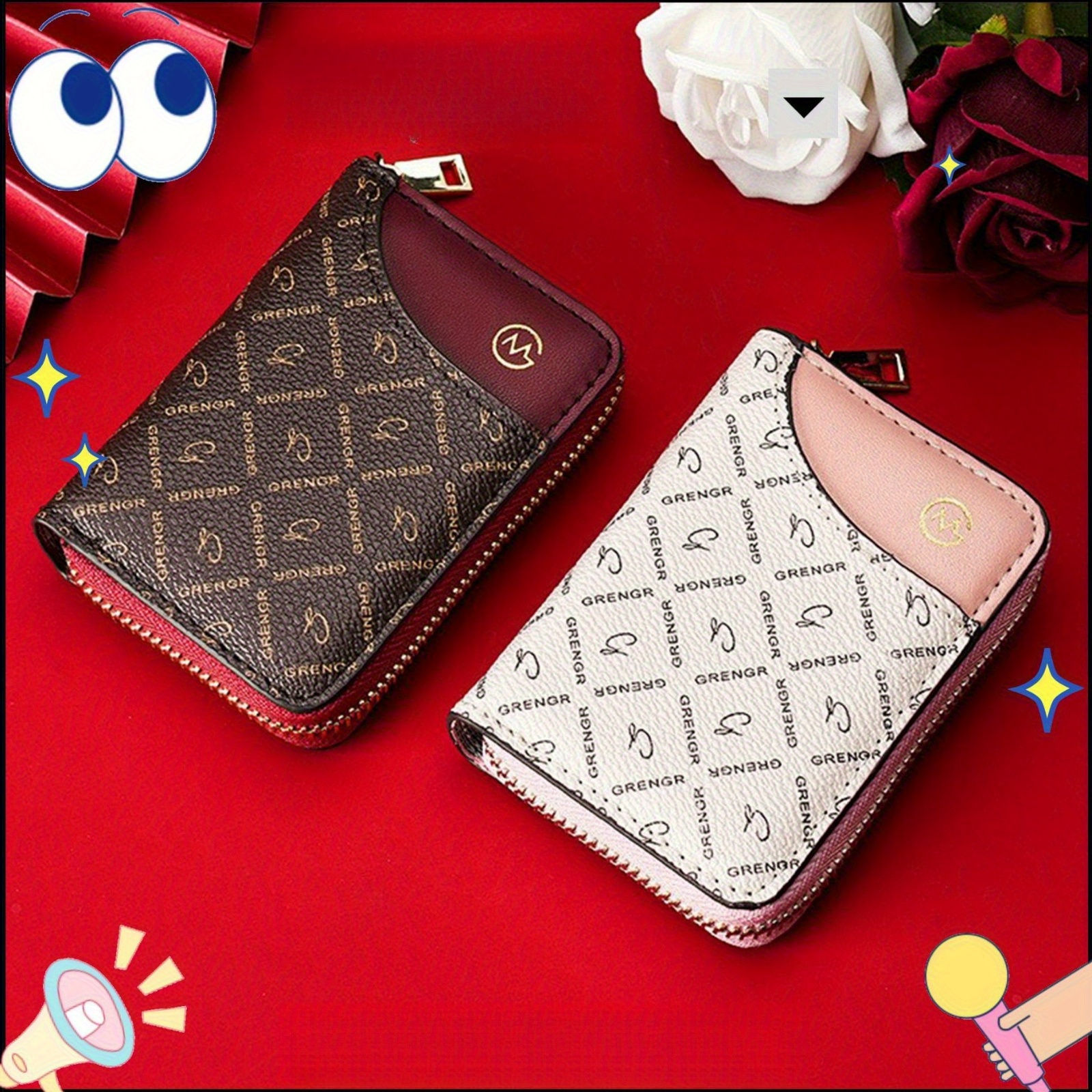 European and American Fashion Accordion Small Card Holder Women's ID Card Bag La