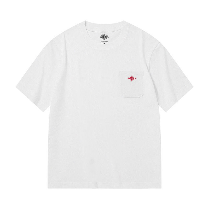 Men and Women's Pure Cotton Fashion Brand Embroidery T-Shirt Tee Simple Pocket S