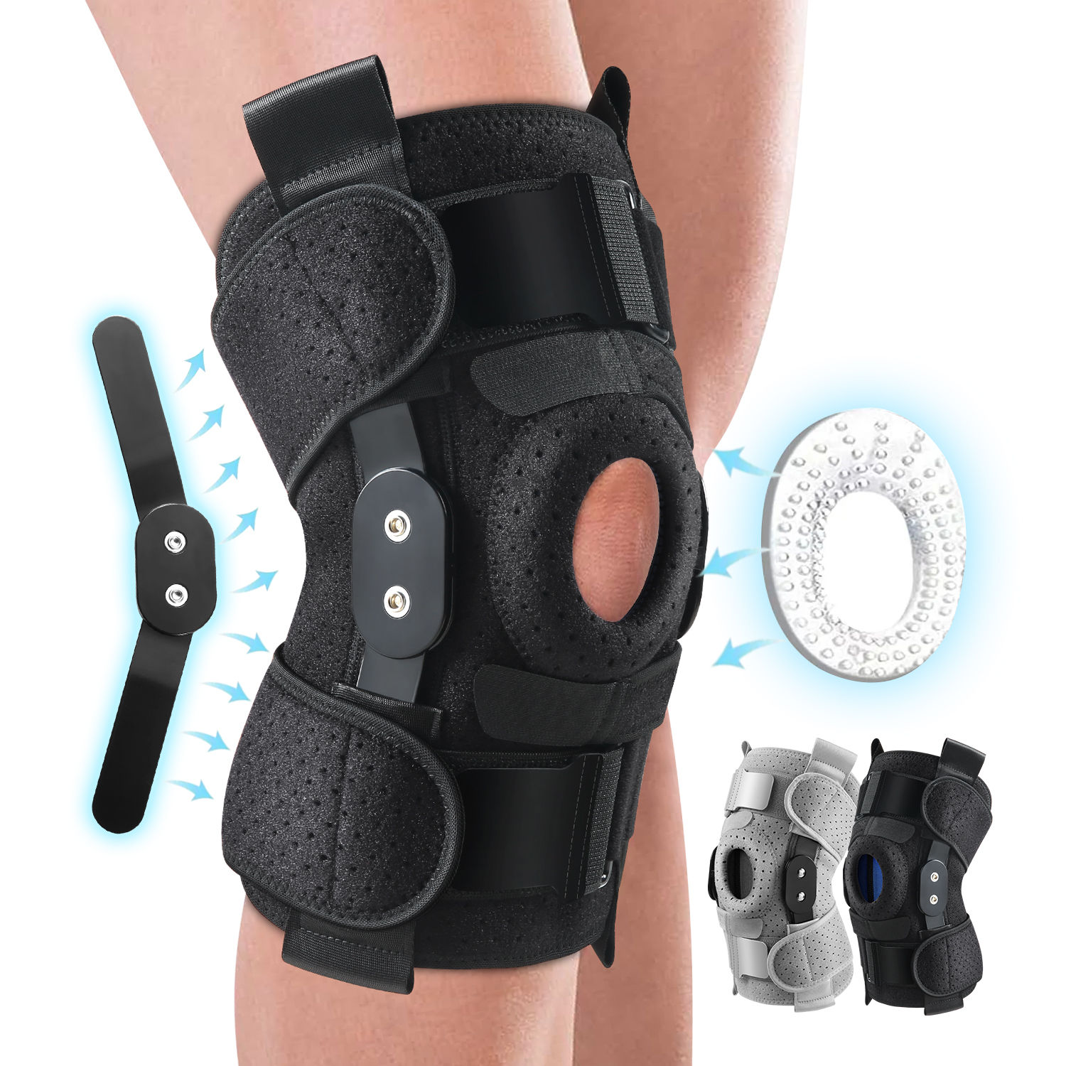 Hinged Knee Brace with Side Stabilizers & Patella Gel Pads Knee Pain for Men Wom
