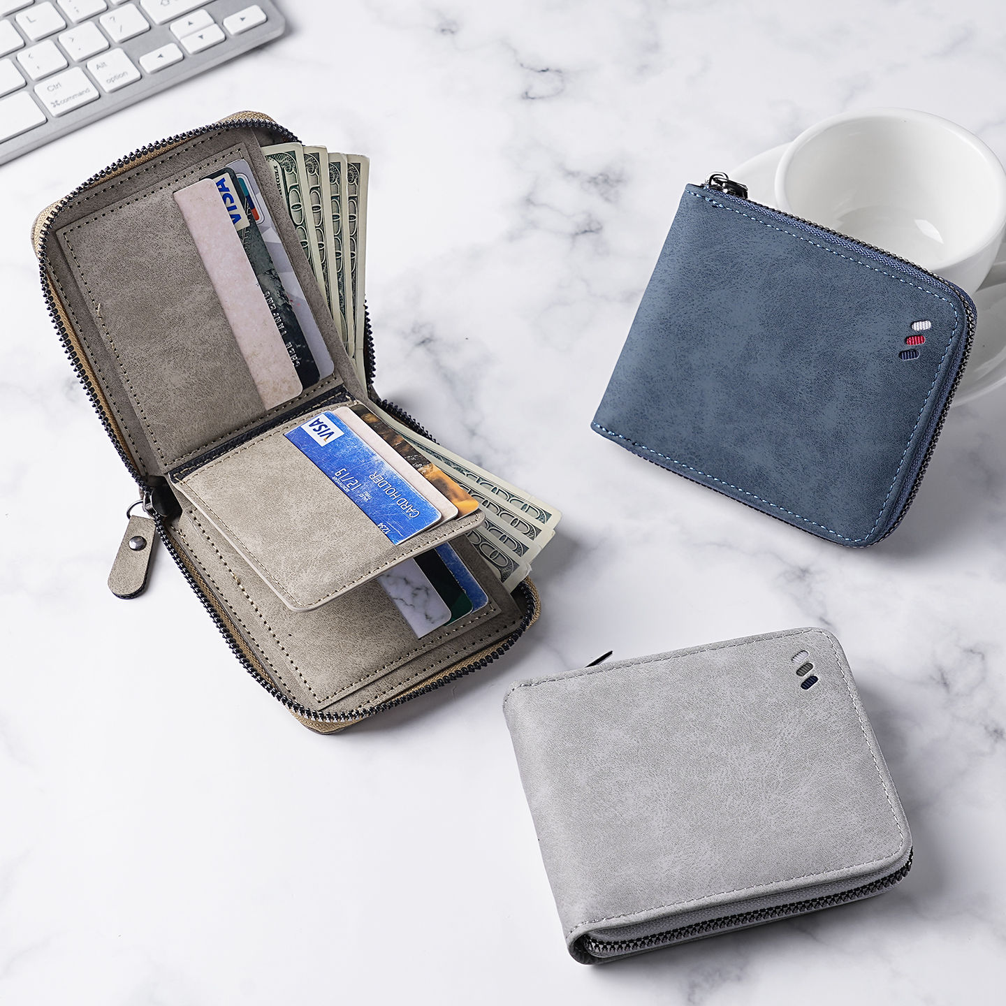 New High-Capacity Men's Wallet - Multi-Card Organizer with Anti-Theft, Anti-Skim