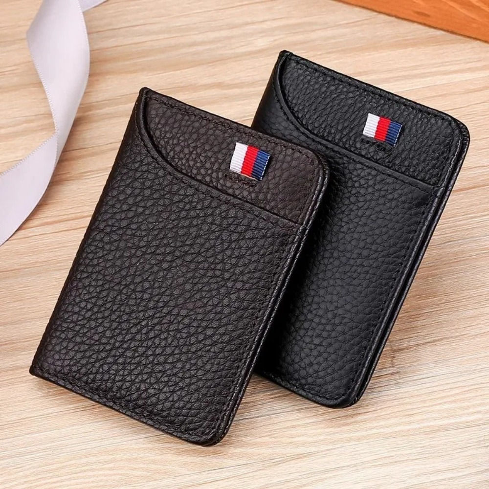 Men's Ultra-thin Leather Card Holder Multi-card Slot Business Card Case Bank Car