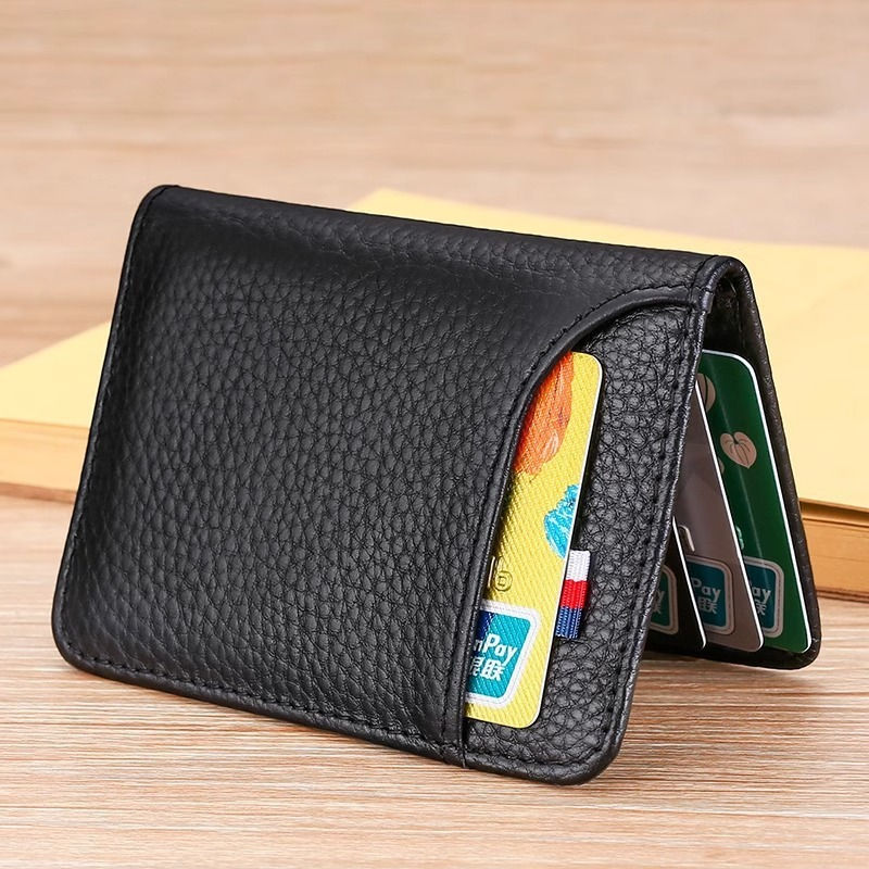 Men's Ultra-thin Leather Card Holder Multi-card Slot Business Card Case Bank Car