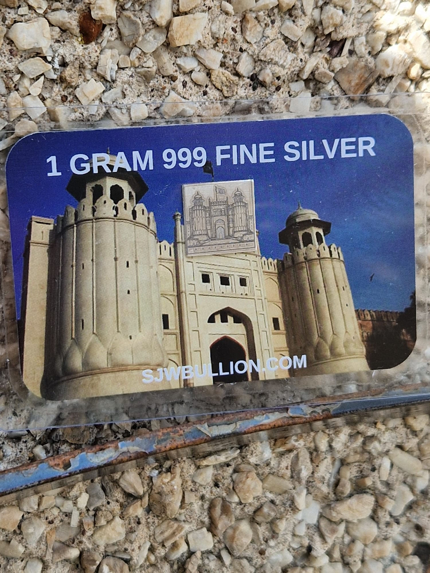 1 Gram 999 Fine silver Carded Lahore fort bar 