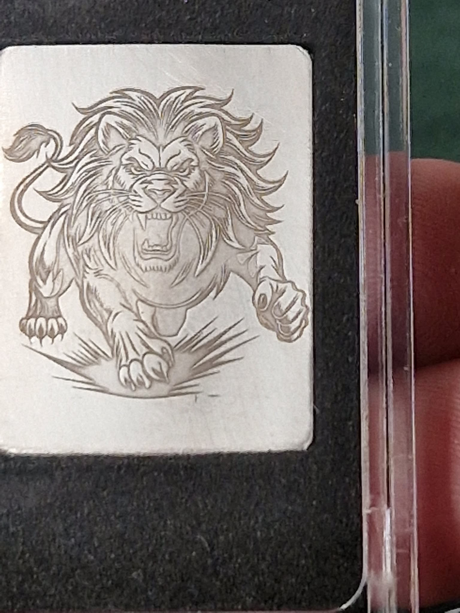 6 GRAM 999 FINE SILVER HANDPOURED LION BAR 