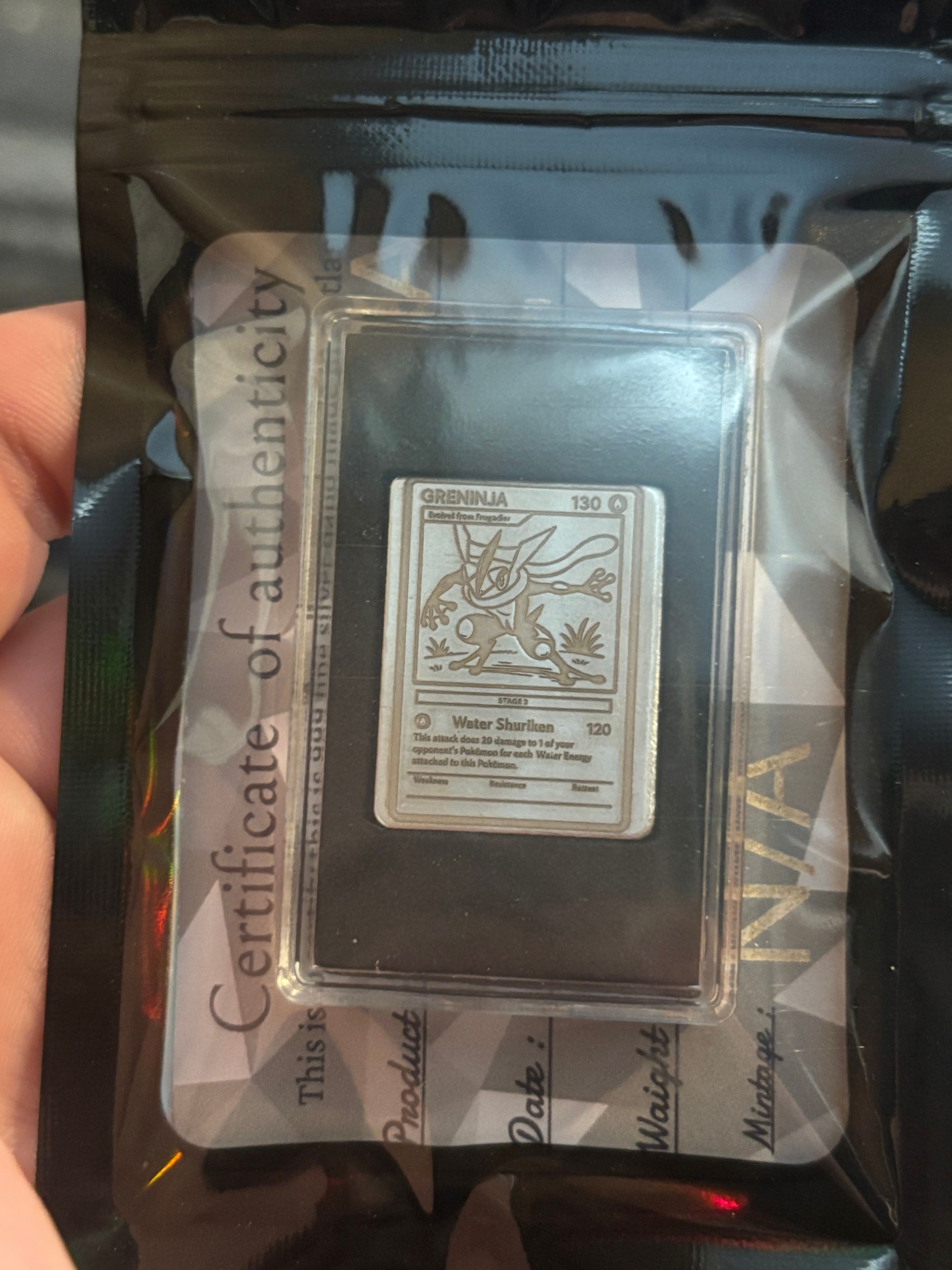 6 Gram Greninja Tribute Card – Handcrafted 999 Fine Silver