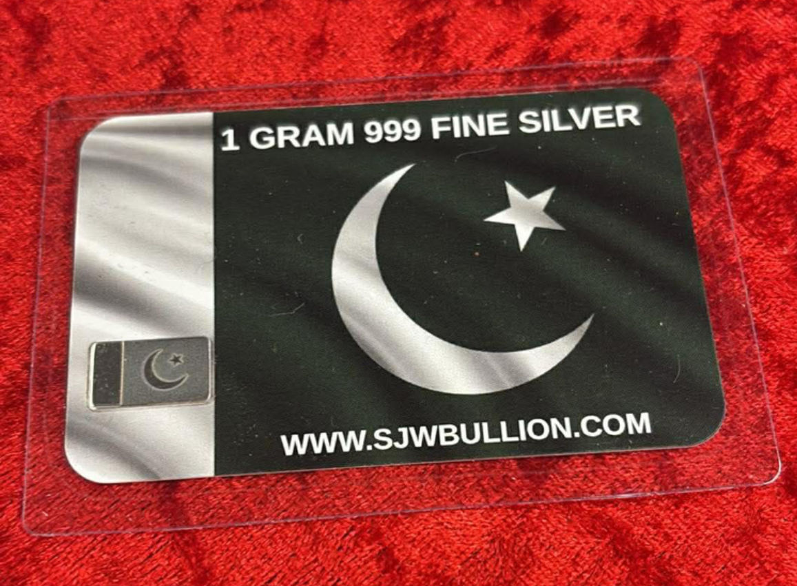 1 Gram 999 fine silver Pakistan carded flag bar handmade 