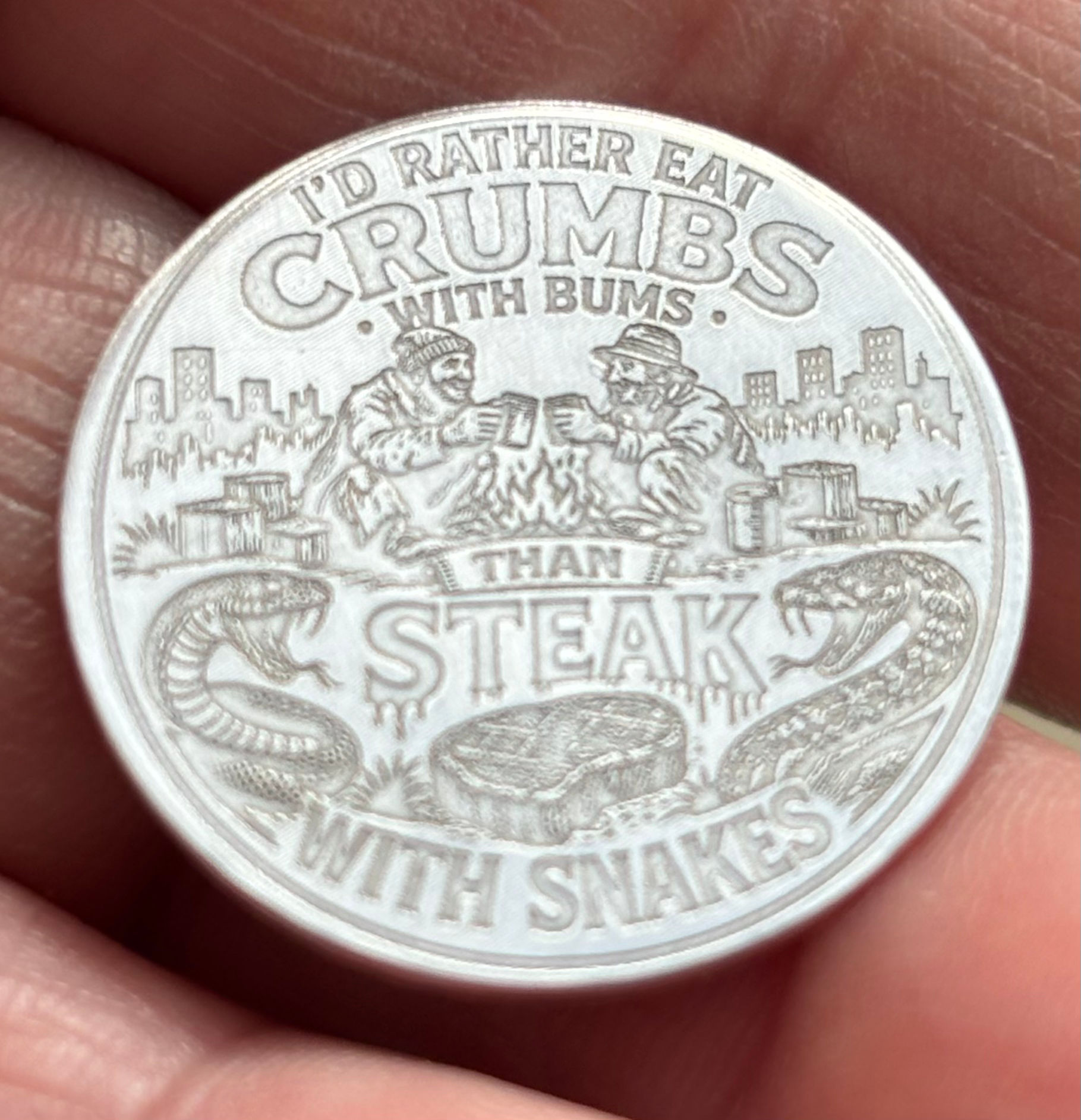 3 GRAM 999 FINE SILVER HANDMADE EATING ROUND 
