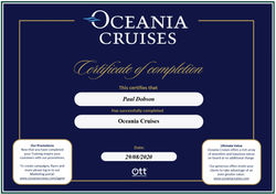 Oceania Cruises Certificate