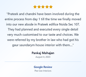 Satisfied client feedback highlighting Pee Cee Interiors’ turnkey interior design services in Greater Noida