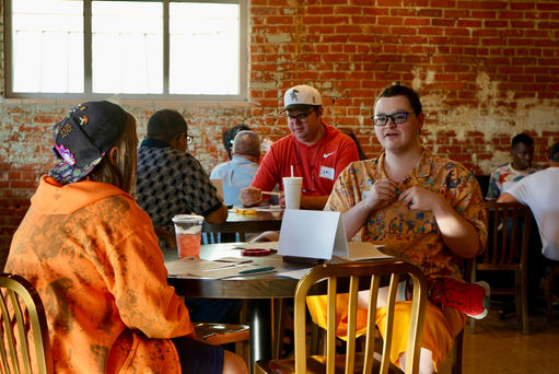 people talking at a speed friending event