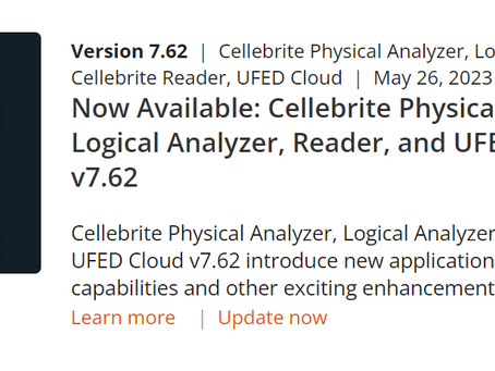 [Release News] Cellebrite Physical Analyzer, Logical Analyzer, Reader, and UFED Cloud v7.62