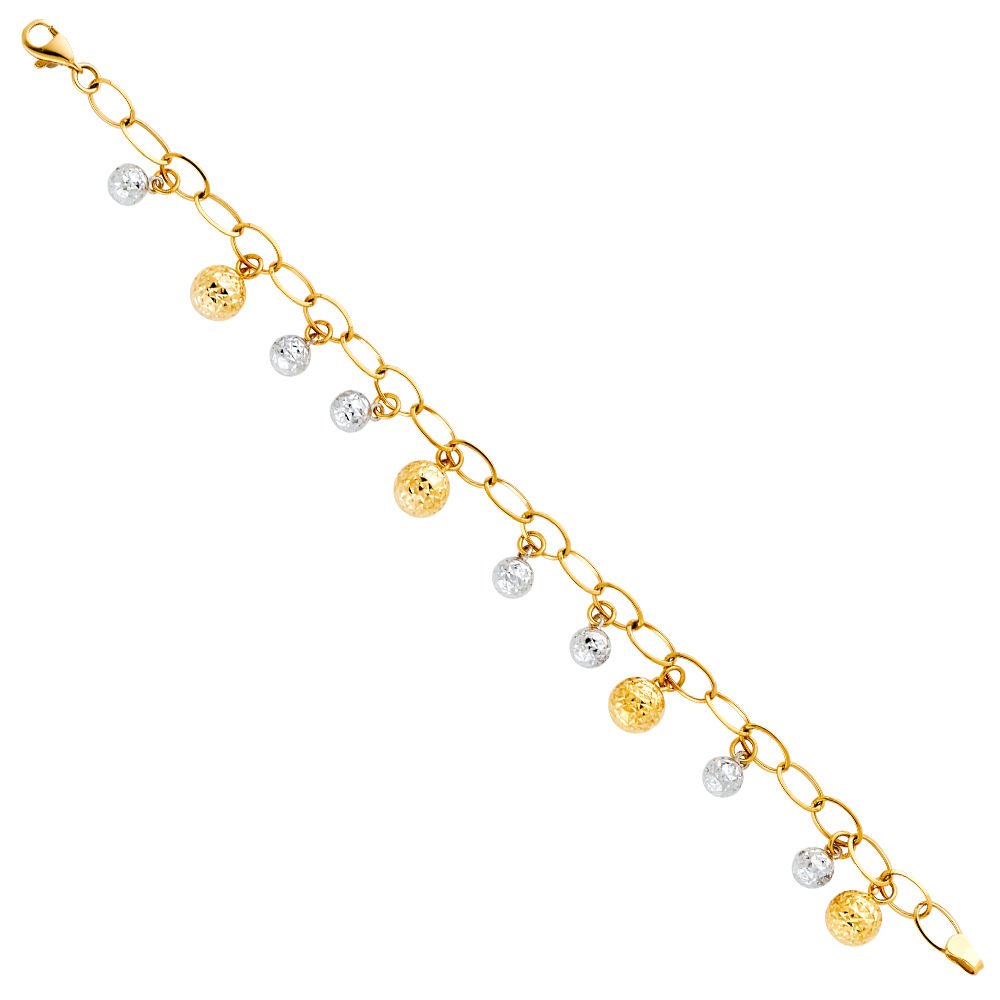 14K Two Tone Gold Charm Bracelet