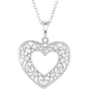 Sterling Silver 1/10 CTW Diamond Heart 18" Necklace