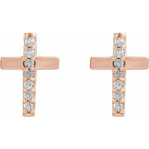 Thumbnail: 14K Rose .06 CTW Diamond Cross Earrings