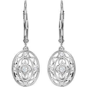 Thumbnail: Sterling Silver 1/10 CTW Diamond Lever Back Earrings