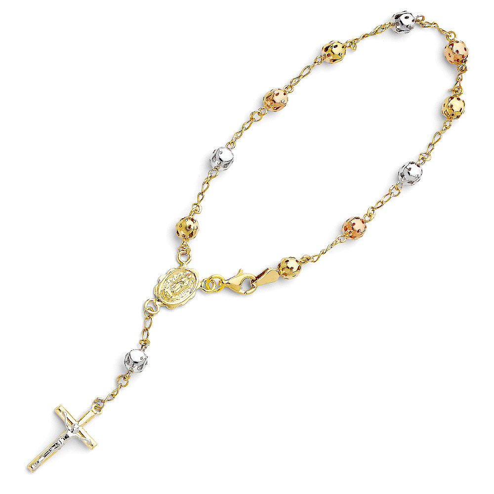 14K 3C PUFF BALL ROSARIO BRACE