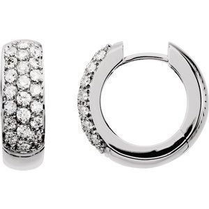 14K White 7/8 CTW Diamond Pavé Hoop Earrings