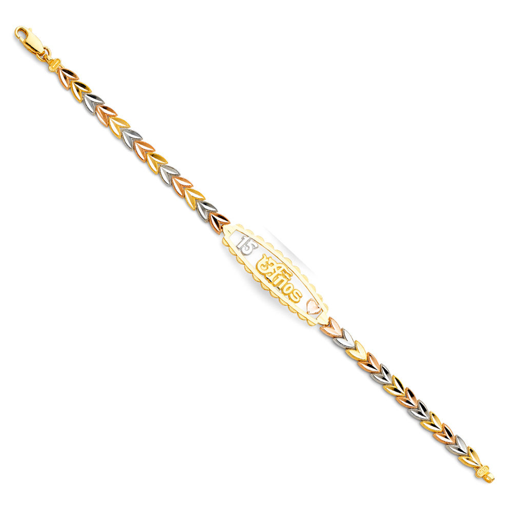 14K Tricolor Gold 15 Años Bracelet