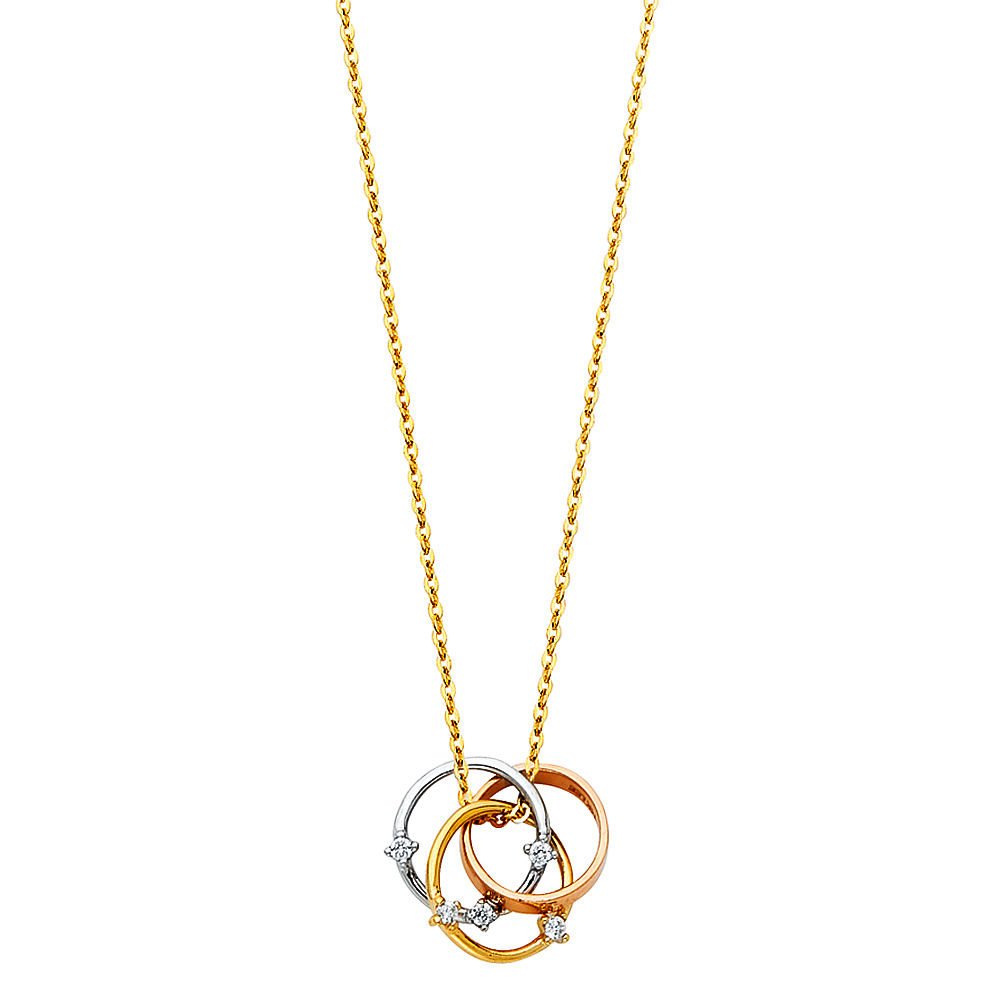 14K Tricolor Gold Fancy Multiple Necklace